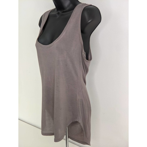 Olivaceous Sleeveless Boho Tank Top Gray Scoop Neck Curved Droptail Hem Sz Large - Picture 6 of 10
